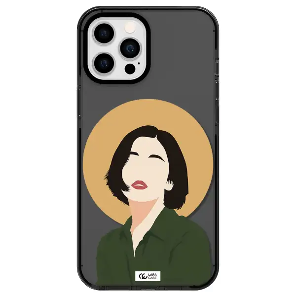 Portrait Of A Girl In A Green Dress Apple iPhone 12 pro max impact Smoke Black Case