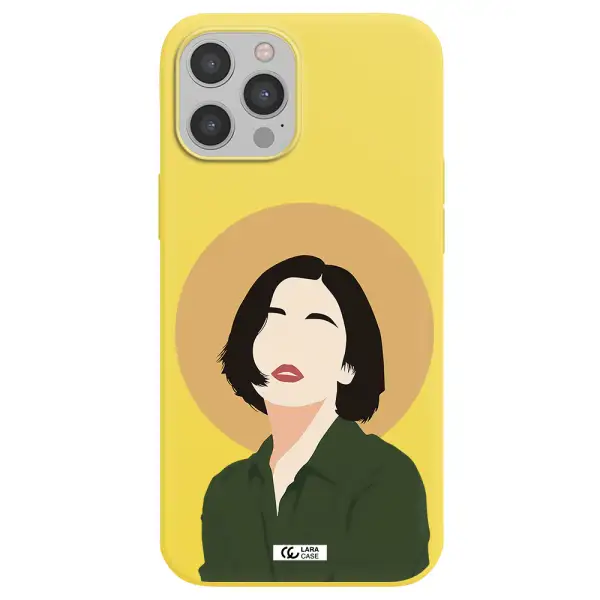 Portrait Of A Girl In A Green Dress Apple iPhone 12 pro max Silicone canary yellow Case