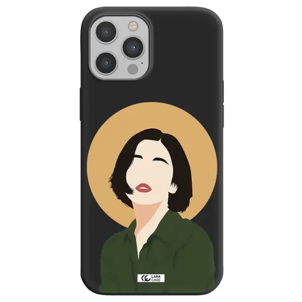 Portrait Of A Girl In A Green Dress Apple iPhone 12 pro Silicone black Case