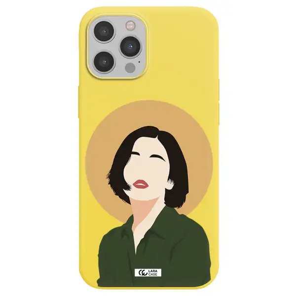 Portrait Of A Girl In A Green Dress Apple iPhone 12 pro Silicone canary yellow Case