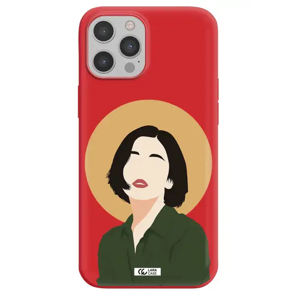 Portrait Of A Girl In A Green Dress Apple iPhone 12 pro Silicone Imperial Red Case
