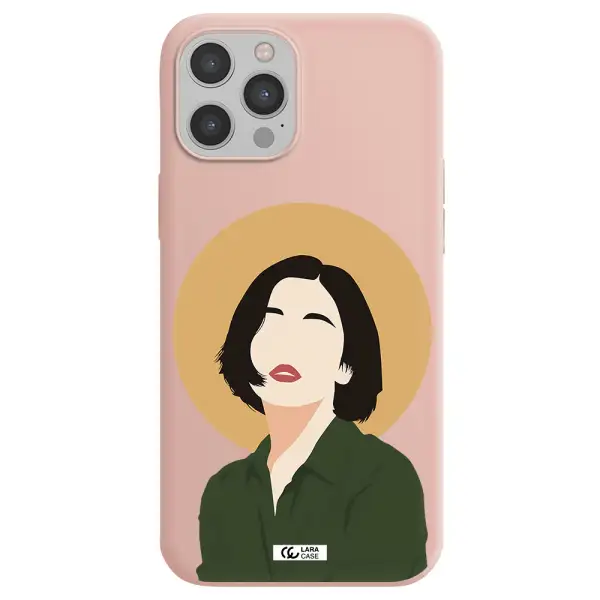 Portrait Of A Girl In A Green Dress Apple iPhone 12 pro Silicone pastel pink Case