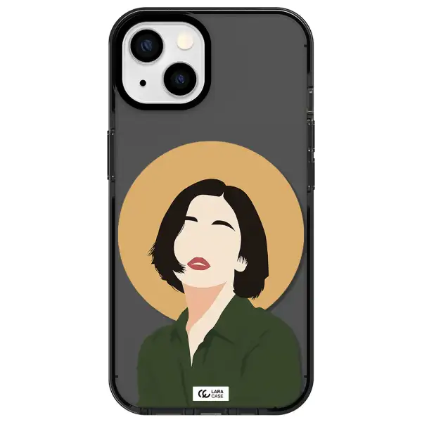 Portrait Of A Girl In A Green Dress Apple iPhone 13 impact Smoke Black Case