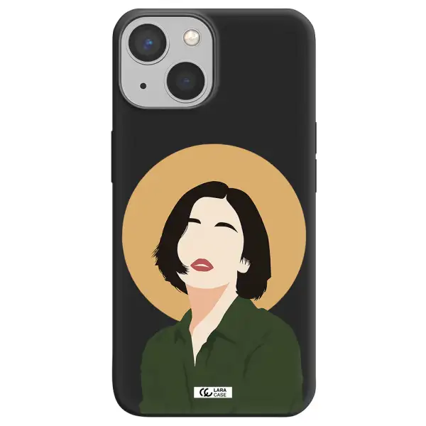 Portrait Of A Girl In A Green Dress Apple iPhone 13 mini Silicone black Case