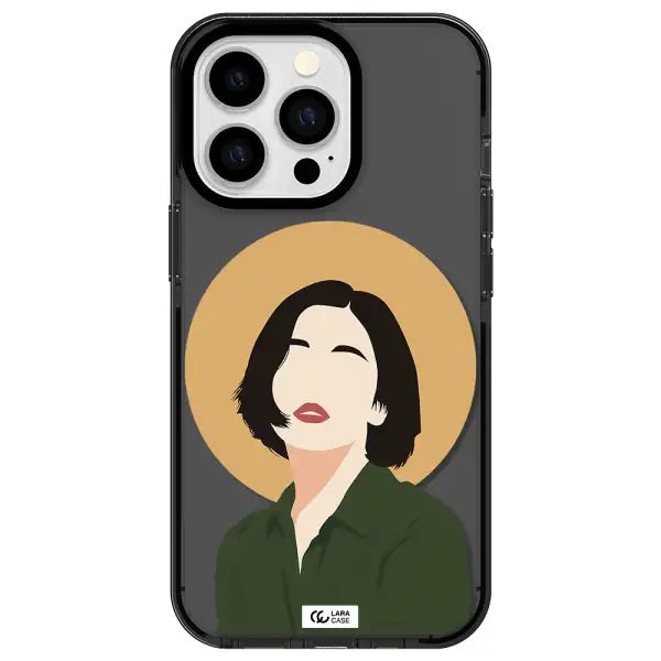 Portrait Of A Girl In A Green Dress Apple iPhone 13 Pro impact Smoke Black Case