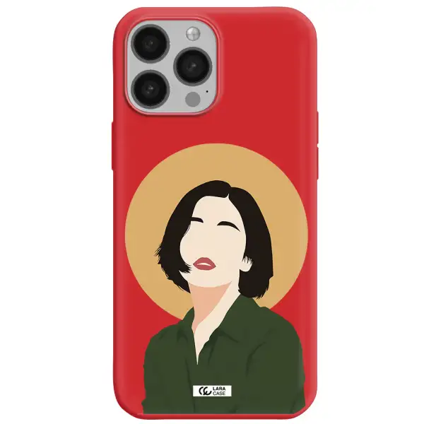 Portrait Of A Girl In A Green Dress Apple iPhone 13 Pro Silicone Imperial Red Case