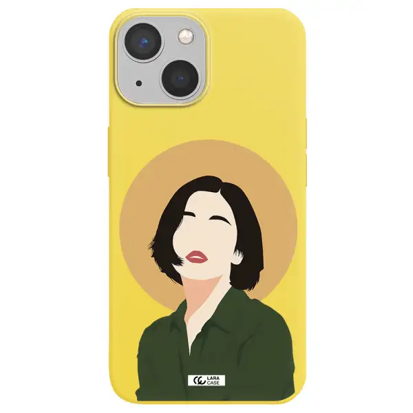 Portrait Of A Girl In A Green Dress Apple iPhone 13 Silicone canary yellow Case