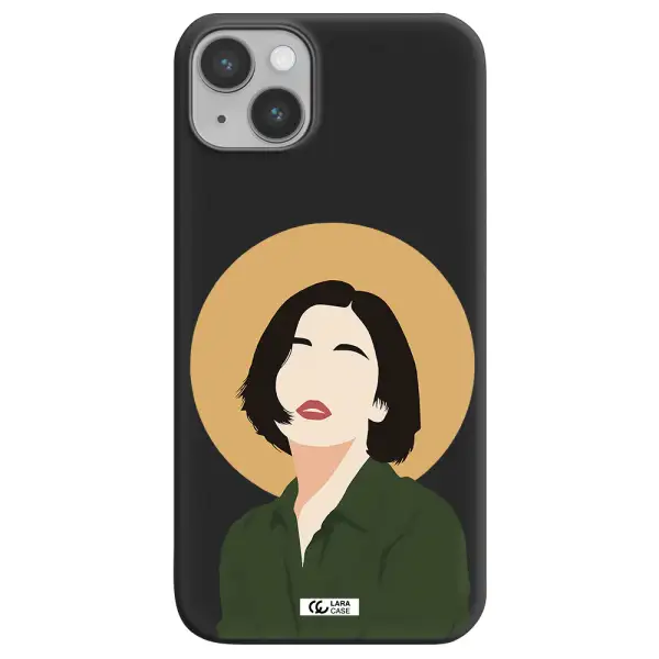 Portrait Of A Girl In A Green Dress Apple iPhone 14 plus Silicone black Case