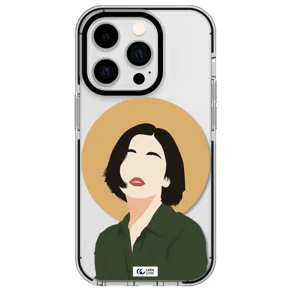 Portrait Of A Girl In A Green Dress Apple iPhone 14 pro impact black border Case