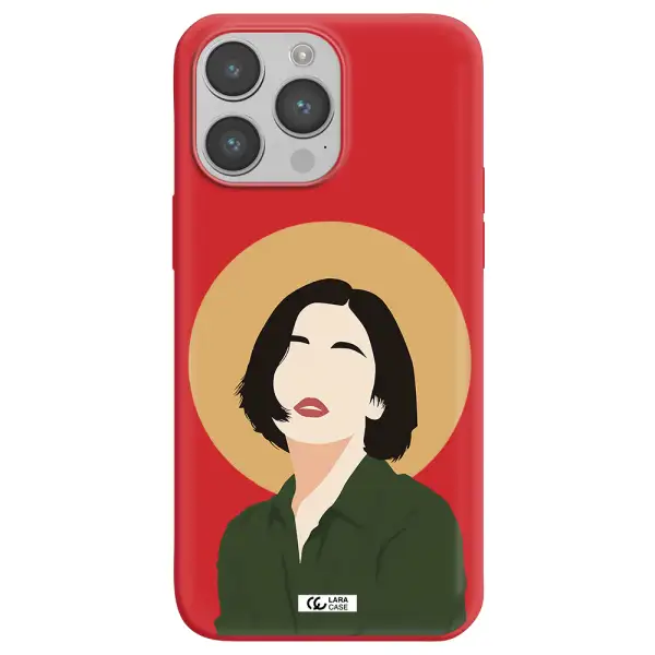Portrait Of A Girl In A Green Dress Apple iPhone 14 pro max Silicone Imperial Red Case