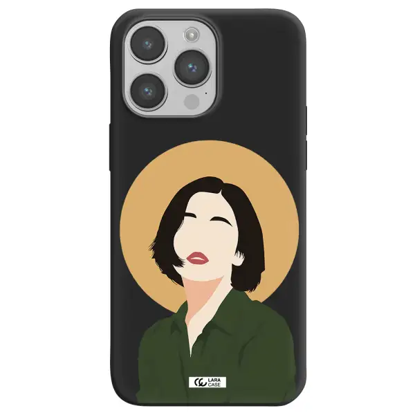 Portrait Of A Girl In A Green Dress Apple iPhone 14 pro Silicone black Case