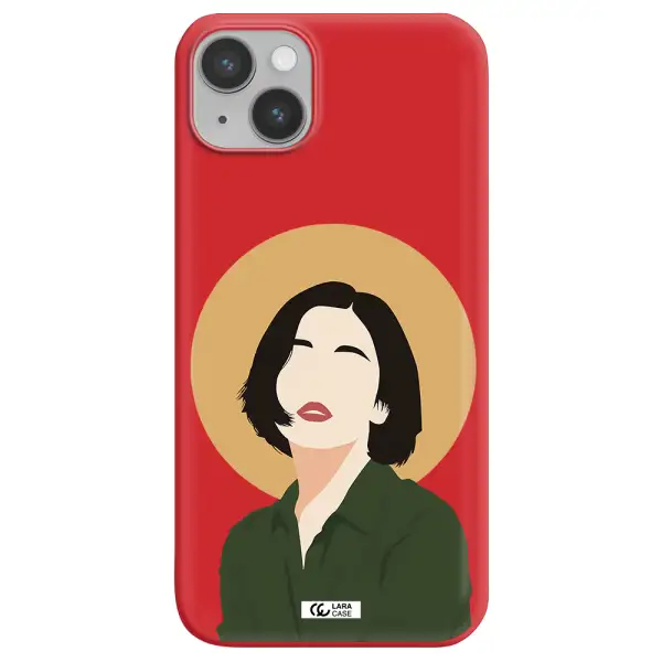 Portrait Of A Girl In A Green Dress Apple iPhone 14 Silicone Imperial Red Case