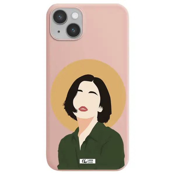 Portrait Of A Girl In A Green Dress Apple iPhone 14 Silicone pastel pink Case