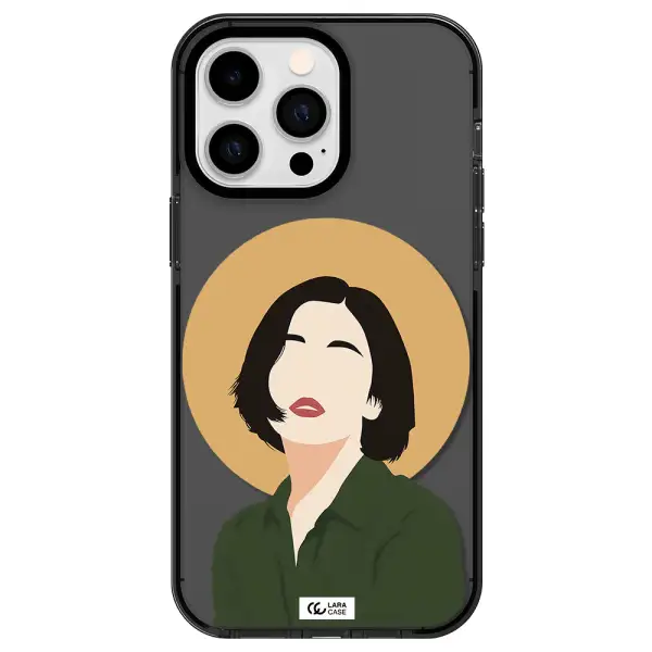 Portrait Of A Girl In A Green Dress Apple iPhone 15 Pro Max impact Smoke Black Case