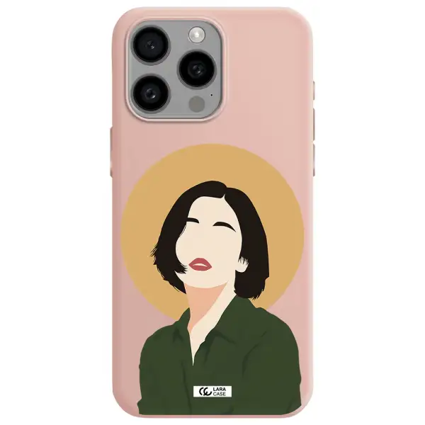 Portrait Of A Girl In A Green Dress Apple Iphone 15 Pro max Silicone pastel pink Case
