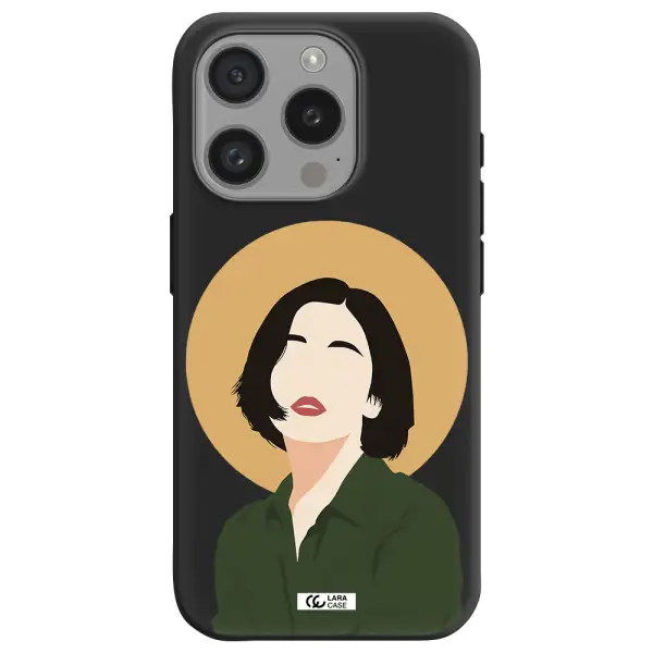 Portrait Of A Girl In A Green Dress Apple Iphone 15 Pro Silicone Black Case
