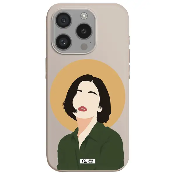 Portrait Of A Girl In A Green Dress Apple Iphone 15 Pro Silicone Stone Case
