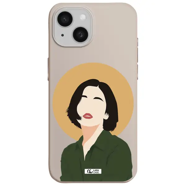 Portrait Of A Girl In A Green Dress Apple iPhone 15 Silicone Stone Case