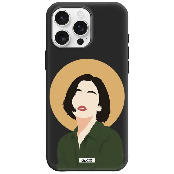 Portrait Of A Girl In A Green Dress Apple Iphone 16 Pro Max Silicone Black Case