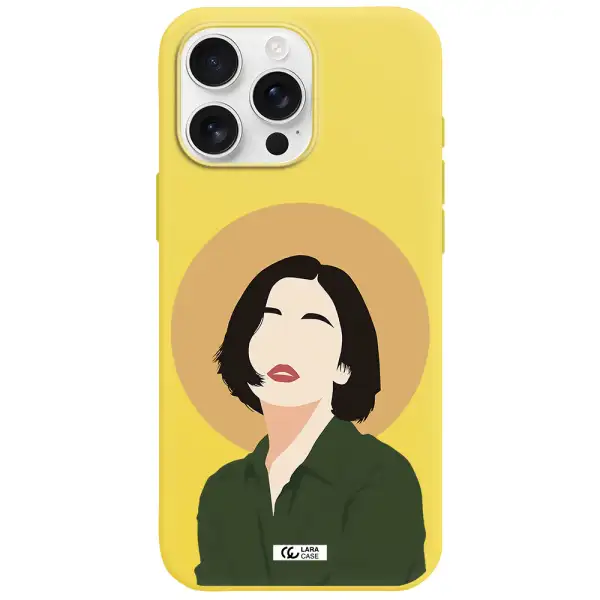 Portrait Of A Girl In A Green Dress Apple Iphone 16 Pro Max Silicone Canary Yellow Case
