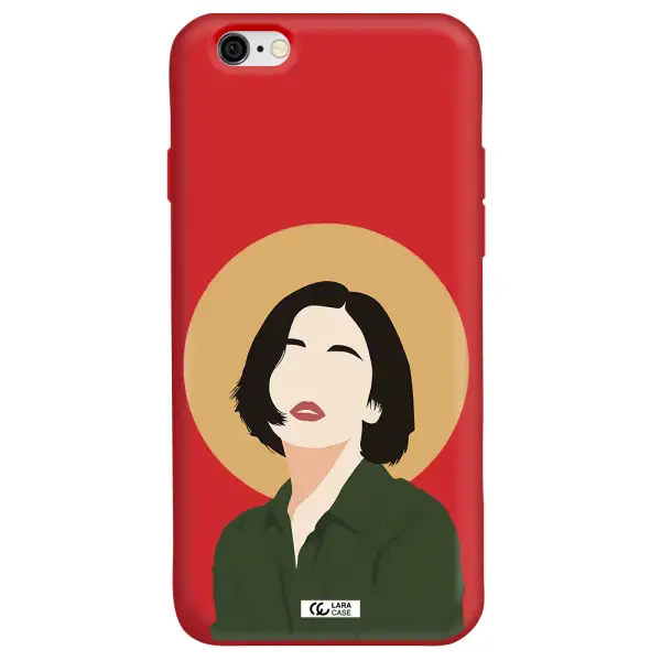 Portrait Of A Girl In A Green Dress Apple iPhone 6 Silicone Imperial Red Case
