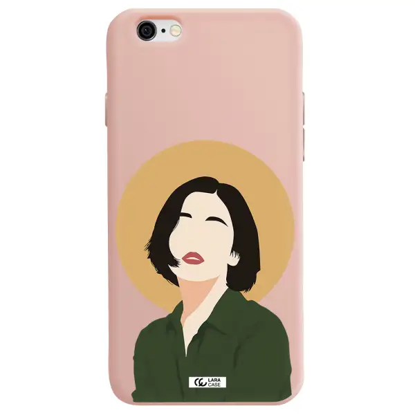 Portrait Of A Girl In A Green Dress Apple iPhone 6 Silicone pastel pink Case