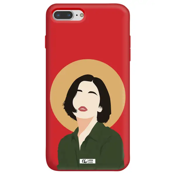 Portrait Of A Girl In A Green Dress Apple iPhone 7 plus Silicone Imperial Red Case