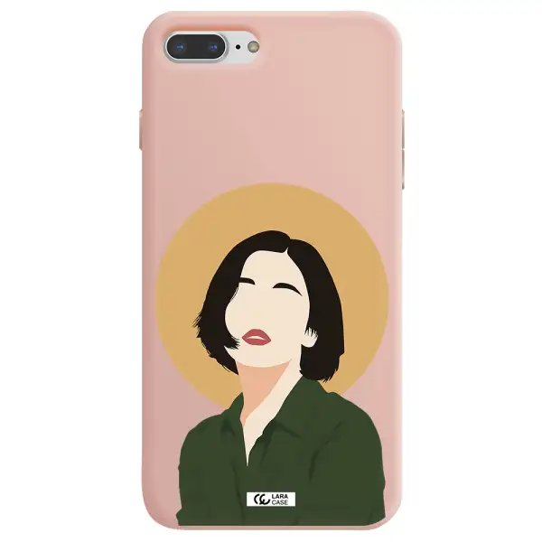 Portrait Of A Girl In A Green Dress Apple iPhone 7 plus Silicone pastel pink Case