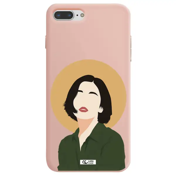Portrait Of A Girl In A Green Dress Apple iPhone 8 plus Silicone pastel pink Case