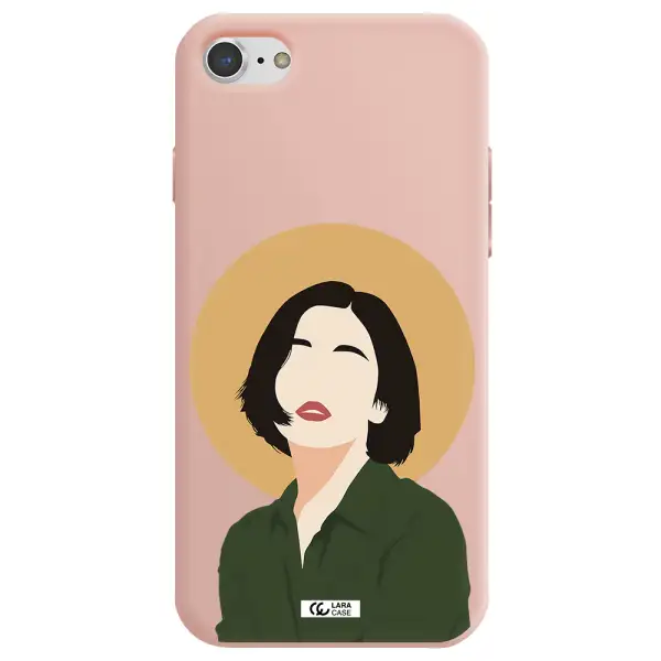 Portrait Of A Girl In A Green Dress Apple iPhone 8 Silicone pastel pink Case