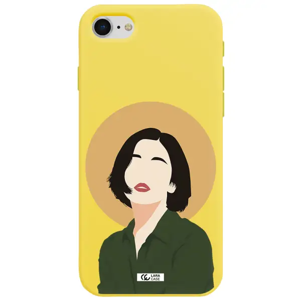 Portrait Of A Girl In A Green Dress Apple iPhone se 2020 Silicone canary yellow Case