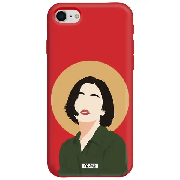 Portrait Of A Girl In A Green Dress Apple iPhone se 2020 Silicone Imperial Red Case