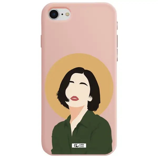 Portrait Of A Girl In A Green Dress Apple iPhone se 2020 Silicone pastel pink Case