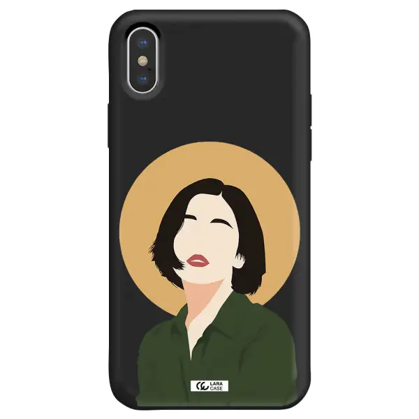 Portrait Of A Girl In A Green Dress Apple iPhone X Silicone black Case