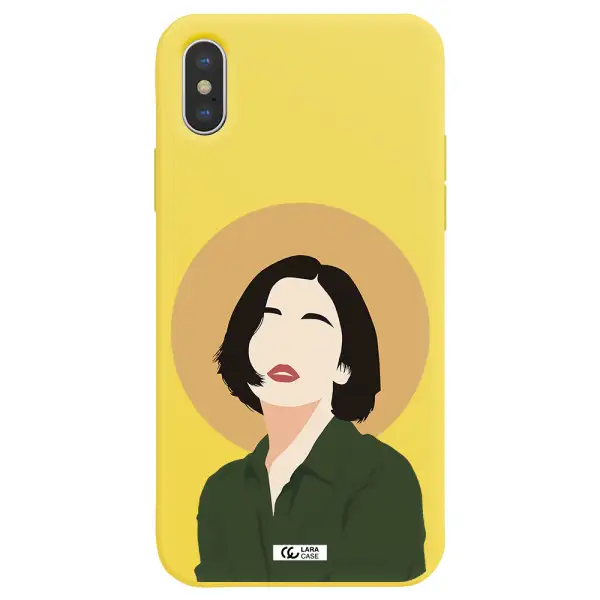 Portrait Of A Girl In A Green Dress Apple iPhone X Silicone canary yellow Case