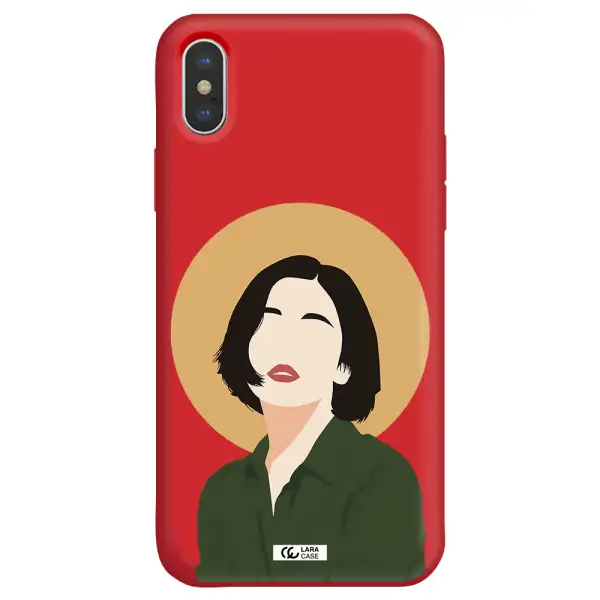 Portrait Of A Girl In A Green Dress Apple iPhone X Silicone Imperial Red Case
