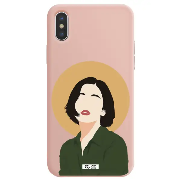 Portrait Of A Girl In A Green Dress Apple iPhone X Silicone pastel pink Case