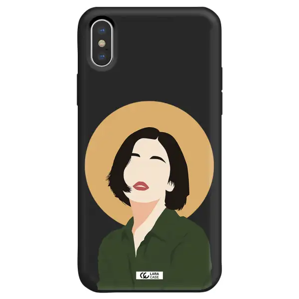 Portrait Of A Girl In A Green Dress Apple iPhone XS Silicone black Case