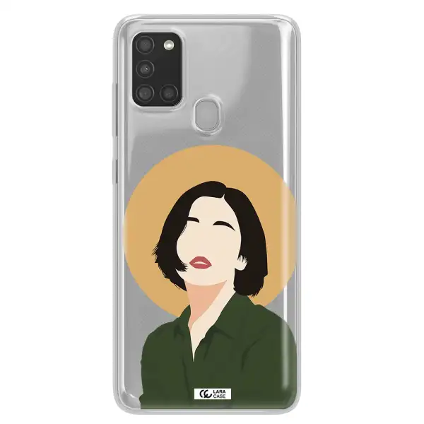 Portrait Of A Girl In A Green Dress Samsung A21S Clear TPU Case