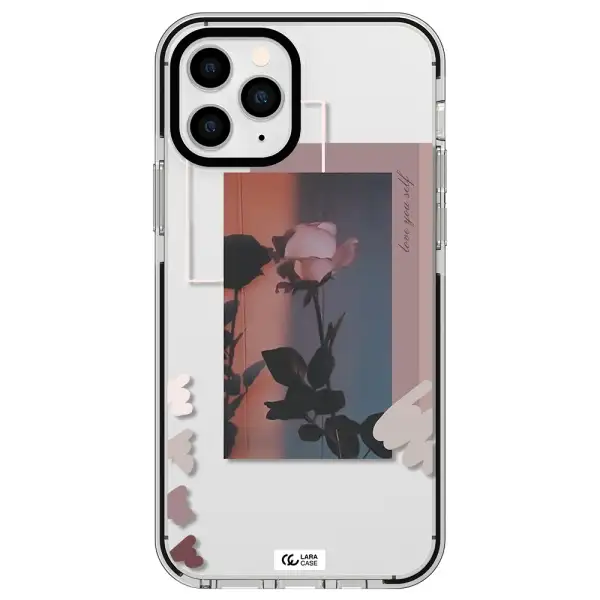 Pink Rose Apple iPhone 11 pro impact black border Case