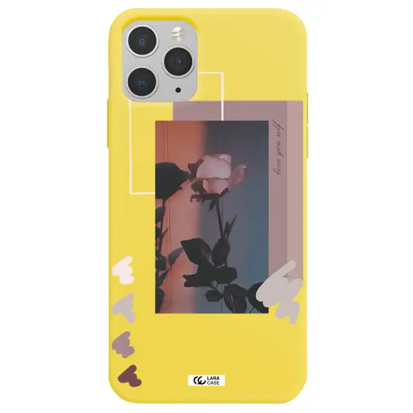 Pink Rose Apple iPhone 11 pro max Silicone canary yellow Case