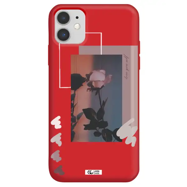 Pink Rose Apple iPhone 11 Silicone Imperial Red Case