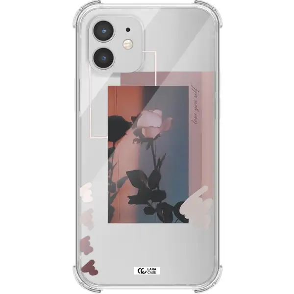 Pink Rose Apple iPhone 12 Clear PC Case