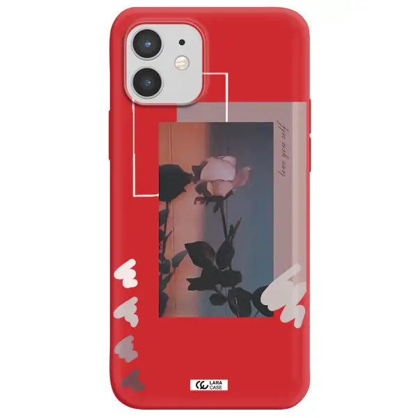 Pink Rose Apple iPhone 12 mini Silicone Imperial Red Case