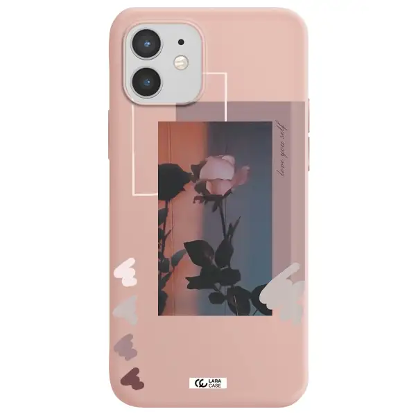Pink Rose Apple iPhone 12 mini Silicone pastel pink Case