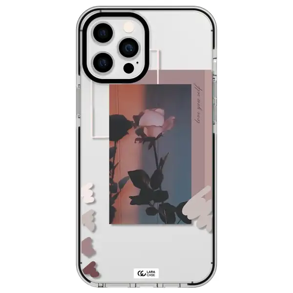 Pink Rose Apple iPhone 12 pro max impact black border Case