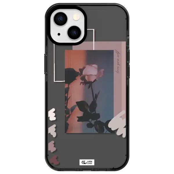 Pink Rose Apple iPhone 13 impact Smoke Black Case