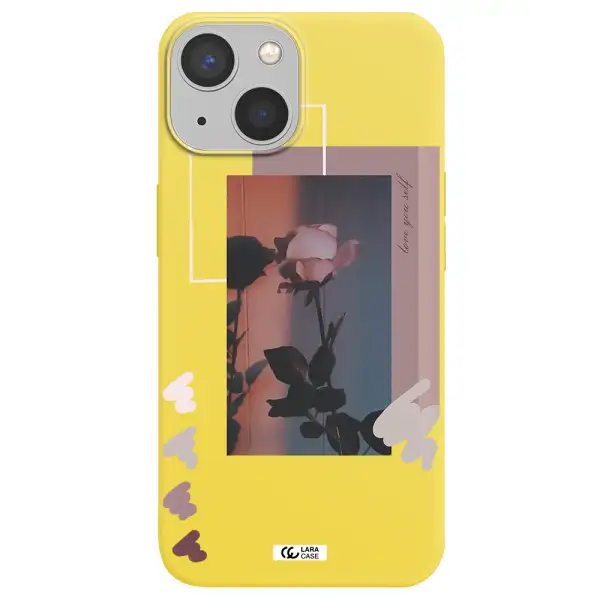 Pink Rose Apple iPhone 13 mini Silicone canary yellow Case