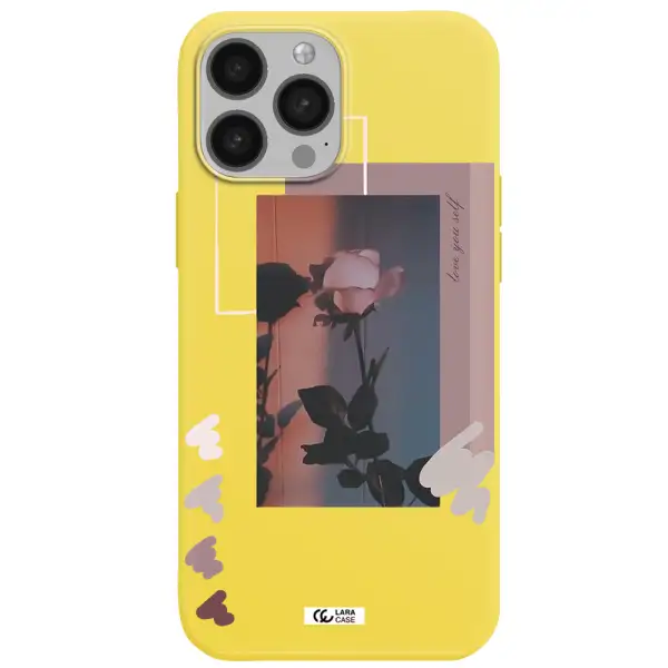 Pink Rose Apple iPhone 13 Pro Max Silicone canary yellow Case