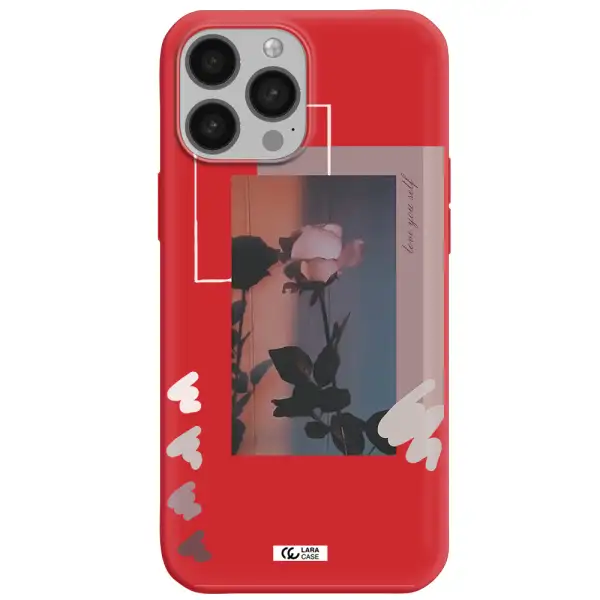 Pink Rose Apple iPhone 13 Pro Silicone Imperial Red Case